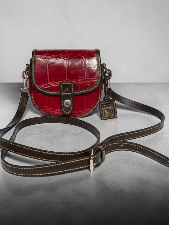Dooney & Bourke Handbags - Vintage Dooney & Bourke Croc Embossed RED Leather Mini Crossbody - Rare